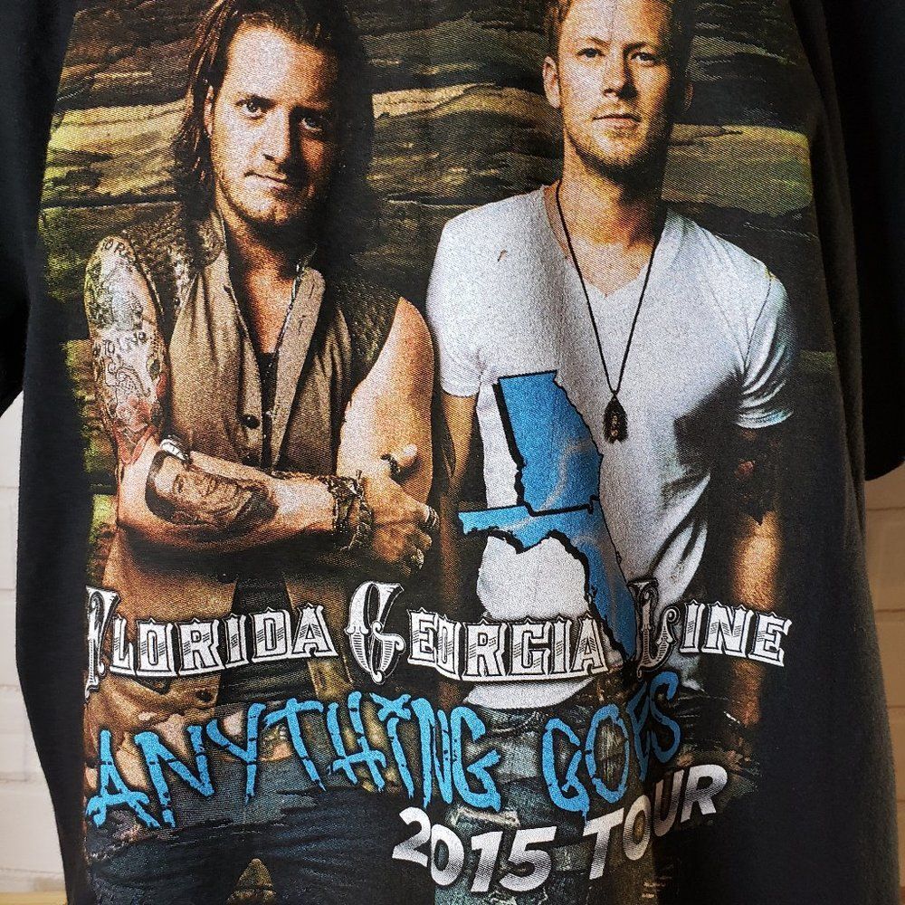 Florida Georgia Line Black Concert T Shirt 2015 Tour size L large Anything Goes